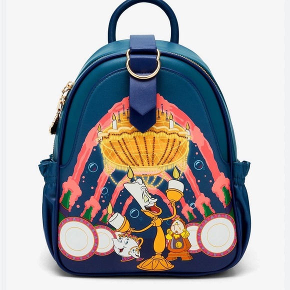 NWT! Our Universe Disney Beauty And The Beast Lumiere Be Our Guest Mini Backpack - Picture 1 of 13